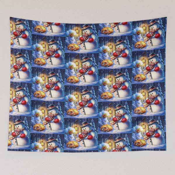 Item preview, Snowman and Fox Winter Night Christmas designed and sold by PuraVibeShop.
