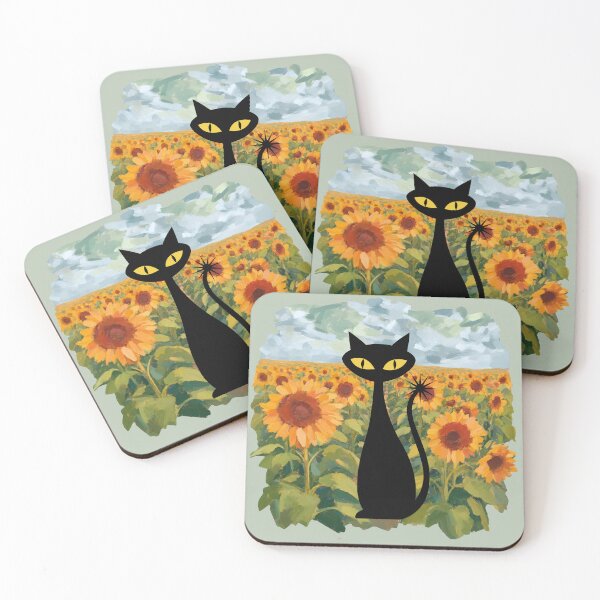 Item preview, Spooky-Cool Cat in sunflowers designed and sold by 247DesignStudio.
