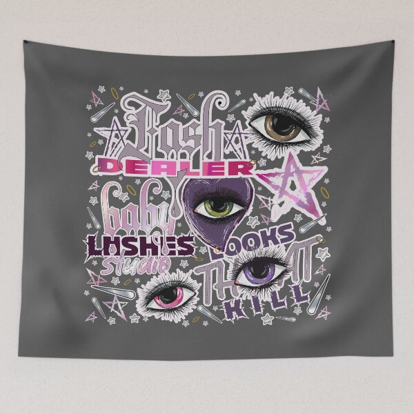 Item preview, Y2K Gothic Lashes Studio That Kill Alternative Cyber Tee designed and sold by MaryMoonArt.