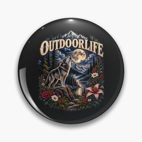 Artikelvorschau, Outdoor-Leben: Wolf unter dem Mond – Vintage-Wildnis-Naturdesign entworfen und verkauft von Alpine-Ink.