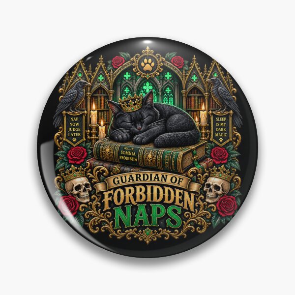 Item preview, Guardian of Forbidden Naps Gothic Black Cat designed and sold by TheInkRaven.