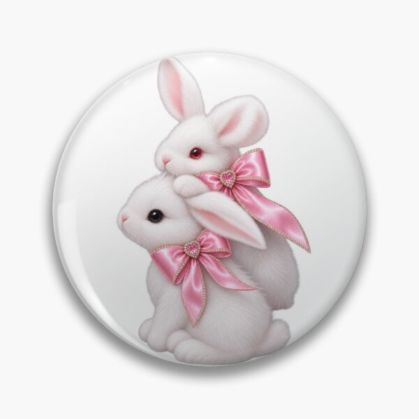 Item preview, Cute Coquette White Bunnies with Pink Ribbon Bows  designed and sold by LC&LCPlatform.