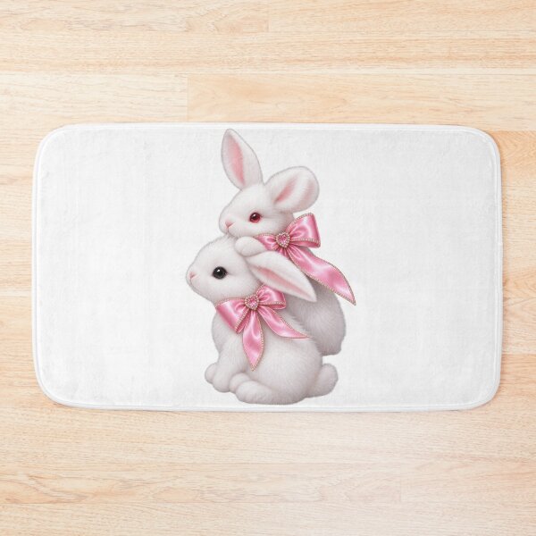 Item preview, Cute Coquette White Bunnies with Pink Ribbon Bows  designed and sold by LC&LCPlatform.