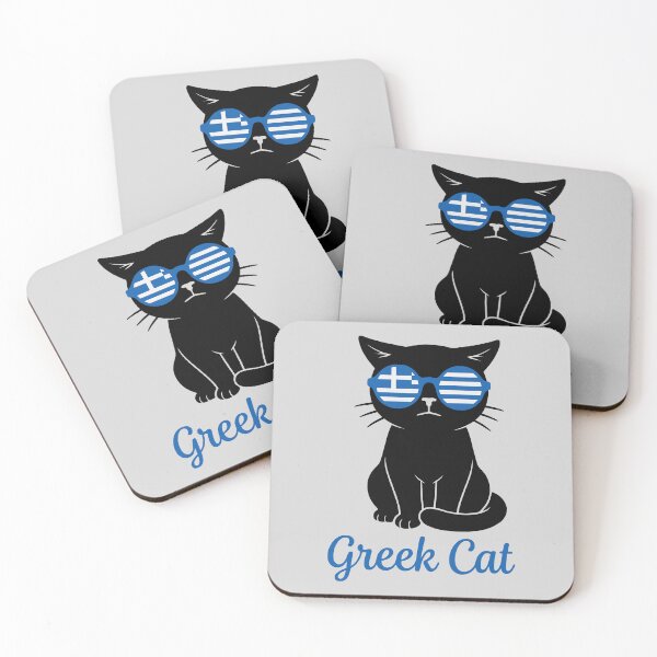 Item preview, Greek Flag Sunglasses Black Cat Souvenir designed and sold by MavtM.