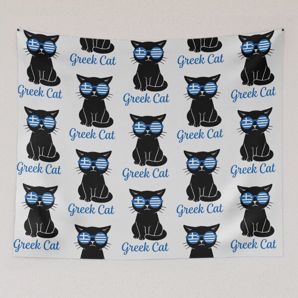 Item preview, Greek Flag Sunglasses Black Cat Souvenir designed and sold by MavtM.