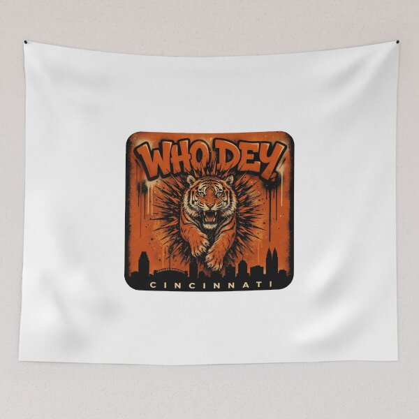 Item preview, Who Dey Cincinnati Bengal Tiger Urban Graffiti Art designed and sold by Pandora´s Box.