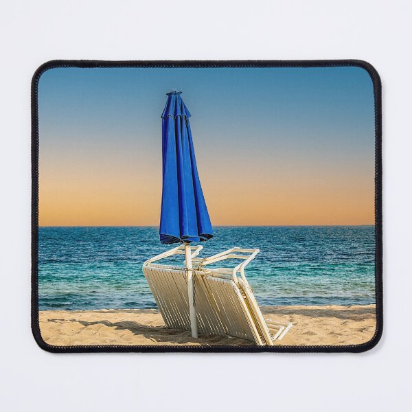 Item preview, A peaceful beach scene with two empty chairs beneath an umbrella designed and sold by Craig Bernstein.