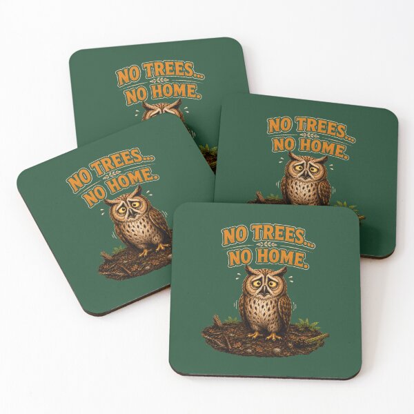 Item preview, No Trees No Home Sad Owl Forest Conservation Design designed and sold by Alpine-Ink.