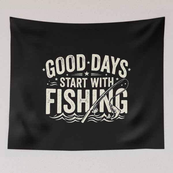 Item preview, Good Days Start With Fishing – Vintage Retro Angler Design designed and sold by RajDeals.