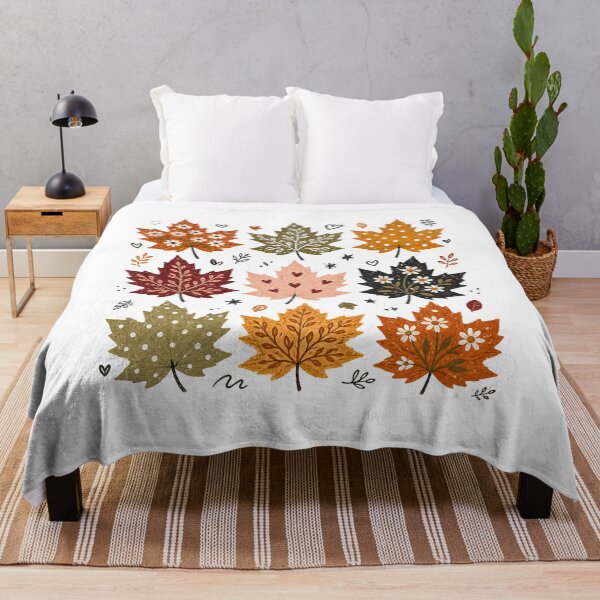 Item preview, Folk Art Patterned Maple Leaves Grid Autumn Cottagecore Graphic designed and sold by PACS0011.