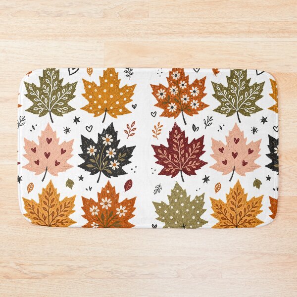 Item preview, Folk Art Patterned Maple Leaves Grid Autumn Cottagecore Graphic designed and sold by PACS0011.