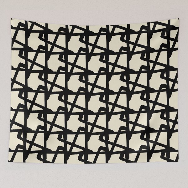 Item preview, Monochrome Angular Grid Geometric Pattern designed and sold by StefanStudioArt.