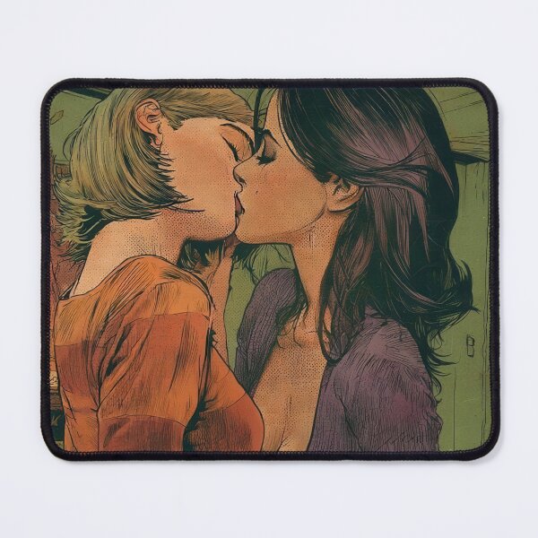 Item preview, Two Women Kissing Romantic Comic Art Print Vintage Style (Lesbian) designed and sold by Very Peculiar.