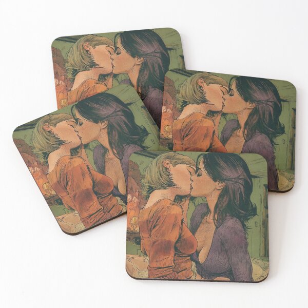 Item preview, Two Women Kissing Romantic Comic Art Print Vintage Style (Lesbian) designed and sold by Very Peculiar.