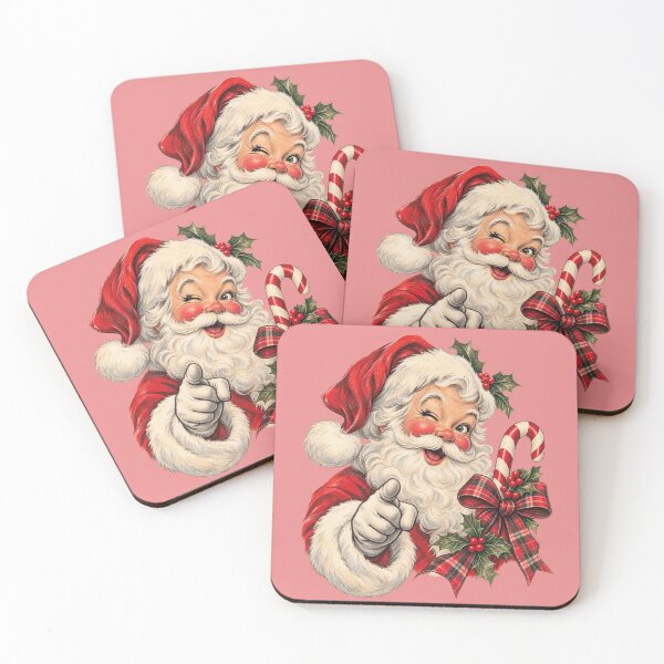 Item preview, Vintage Winking Santa with Candy Cane – Retro Christmas Holiday Art designed and sold by SezzyDesigns.