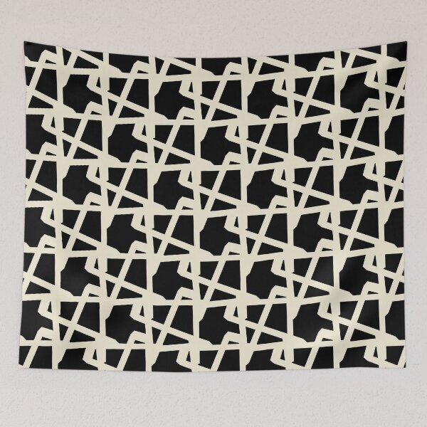 Item preview, Monochrome Angular Grid Geometric Pattern 00 designed and sold by StefanStudioArt.