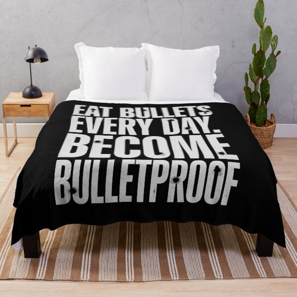 Item preview, Eat Bullets Every Day. Become Bulletproof Motivational Quote for Dark Background designed and sold by Welldoh.