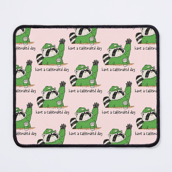 Item preview, Have A Caffeinated Day Waving Barista Raccoon | Funny Coffee Art designed and sold by kuwagatamushi.