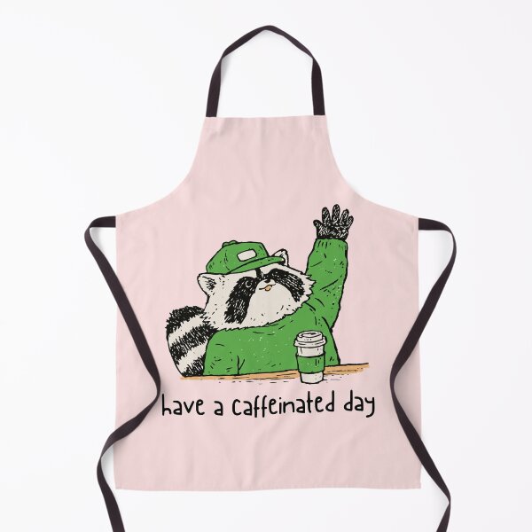 Item preview, Have A Caffeinated Day Waving Barista Raccoon | Funny Coffee Art designed and sold by kuwagatamushi.