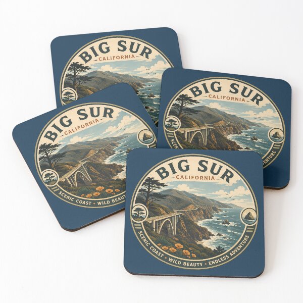 Item preview, Big Sur California Illustration Travel Art Badge designed and sold by KrisSidDesigns.