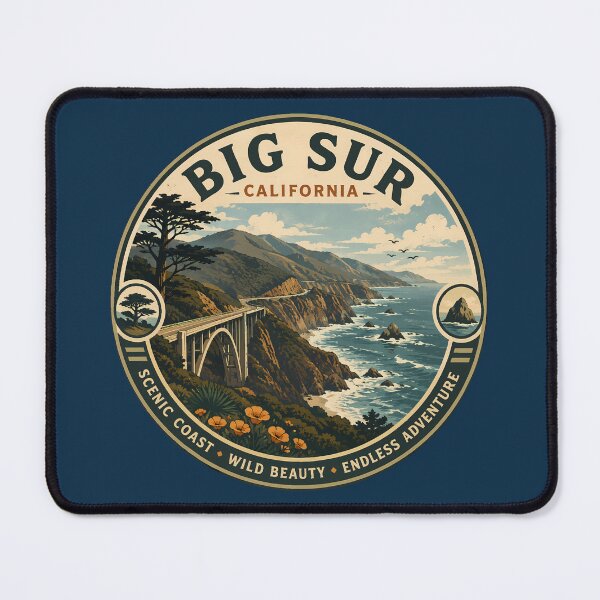 Item preview, Big Sur California Illustration Travel Art Badge designed and sold by KrisSidDesigns.