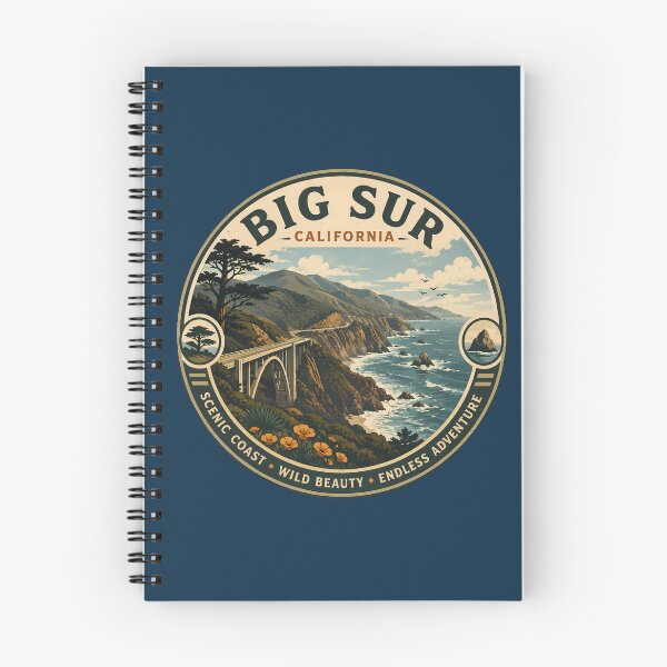 Item preview, Big Sur California Illustration Travel Art Badge designed and sold by KrisSidDesigns.