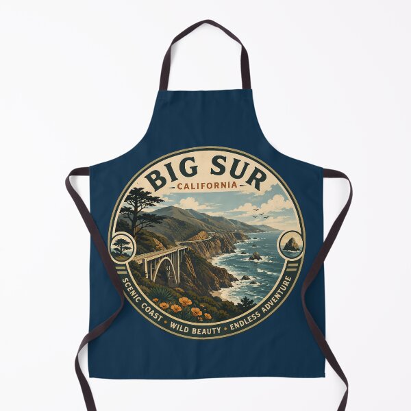 Item preview, Insignia de arte de viaje con ilustración de Big Sur, California designed and sold by KrisSidDesigns.