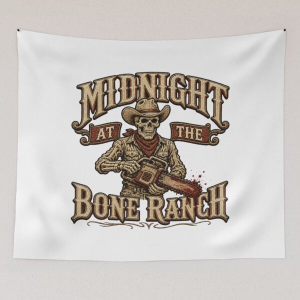 Item preview, Funny Skeleton Cowboy T-Shirt, Midnight at the Bone Ranch, Western Horror Lover Gift, Spooky Cowboy Graphic Tee designed and sold by youssef21.