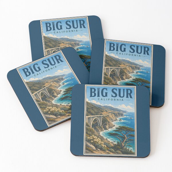 Item preview, Big Sur California Illustration Travel Art Vintage designed and sold by KrisSidDesigns.