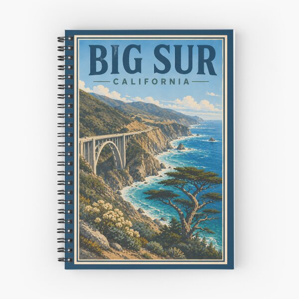 Item preview, Big Sur California Illustration Travel Art Vintage designed and sold by KrisSidDesigns.