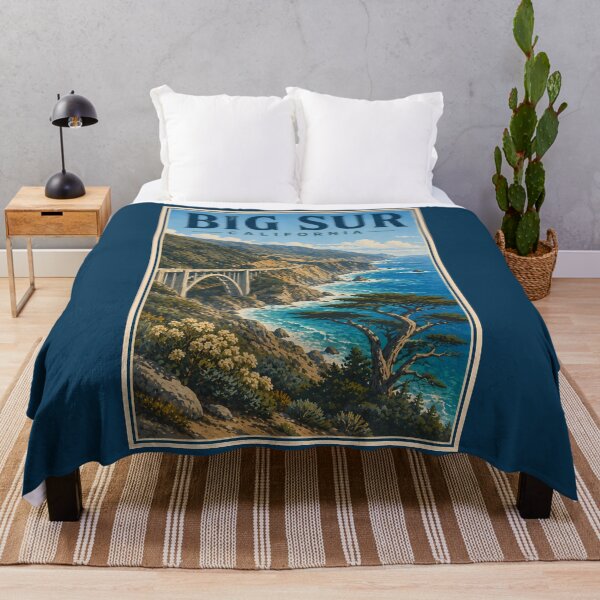 Item preview, Big Sur California Illustration Travel Art Vintage designed and sold by KrisSidDesigns.