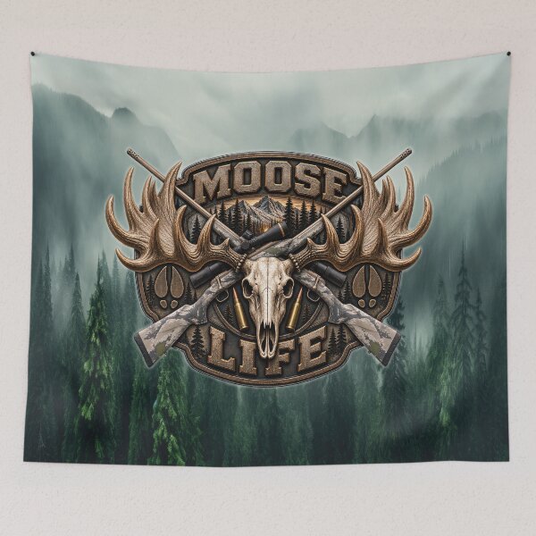 Item preview, Moose Life American Flag Hunting Trophy Moose Skull Rustic Hunting Wall Art designed and sold by artistwill.