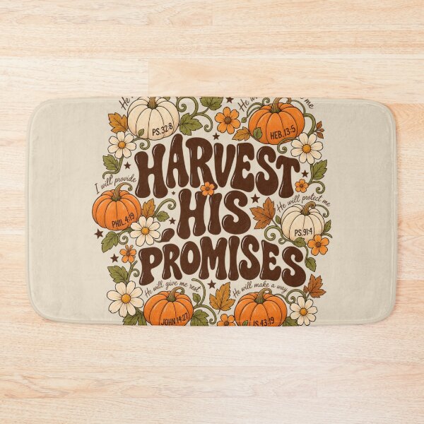 Item preview, Harvest His Promises Christian Autumn Pumpkin Bible Verse Graphic designed and sold by PACS0011.