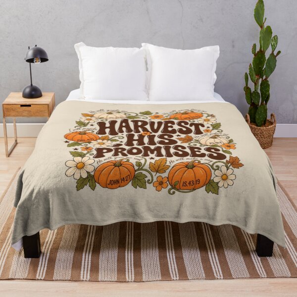 Item preview, Harvest His Promises Christian Autumn Pumpkin Bible Verse Graphic designed and sold by PACS0011.