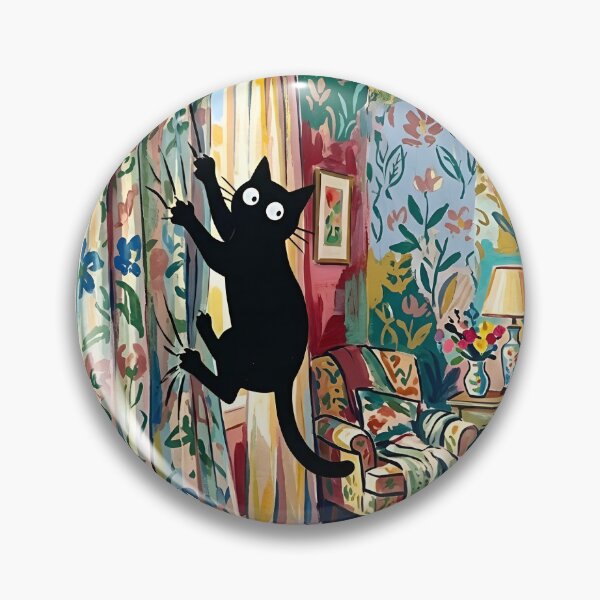 Item preview, Naughty Black Cat Climbing Silk Curtain Matisse Style Wall Art designed and sold by DuckOddity.