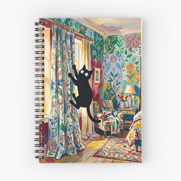 Item preview, Naughty Black Cat Climbing Silk Curtain Matisse Style Wall Art designed and sold by DuckOddity.