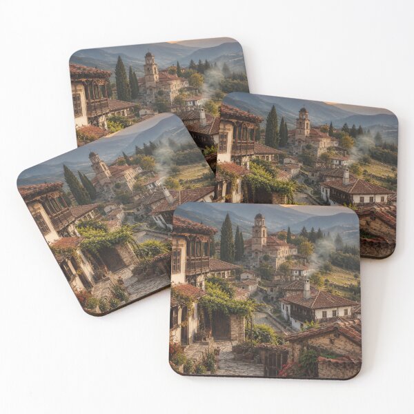 Item preview, Mountain Village at Golden Sunset designed and sold by DesingbyDimoski.