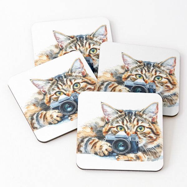 Item preview, Curious Tabby Cat Holding Vintage Camera designed and sold by BetweenForms.