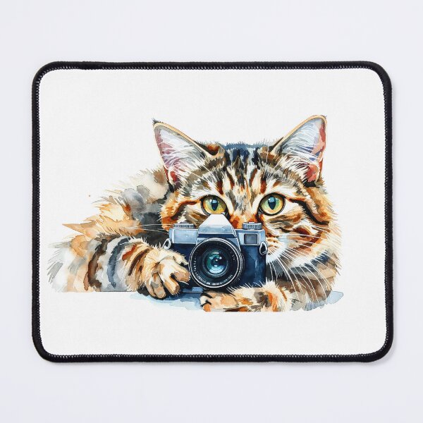 Item preview, Curious Tabby Cat Holding Vintage Camera designed and sold by BetweenForms.