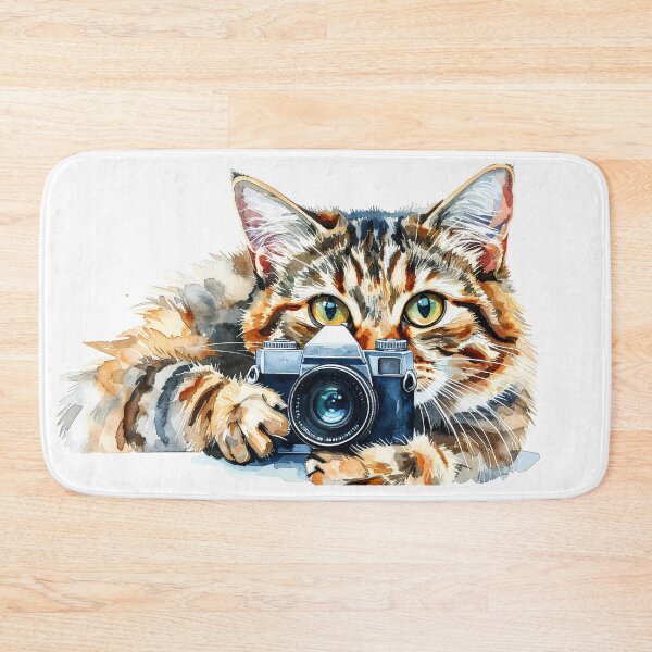 Item preview, Curious Tabby Cat Holding Vintage Camera designed and sold by BetweenForms.