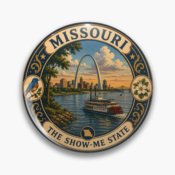 Item preview, Missouri Landscape Illustration Travel Art Badge designed and sold by KrisSidDesigns.