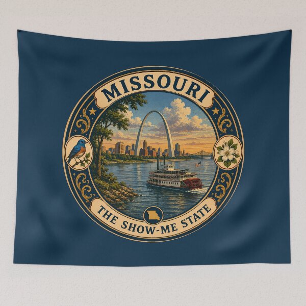 Item preview, Missouri Landscape Illustration Travel Art Badge designed and sold by KrisSidDesigns.