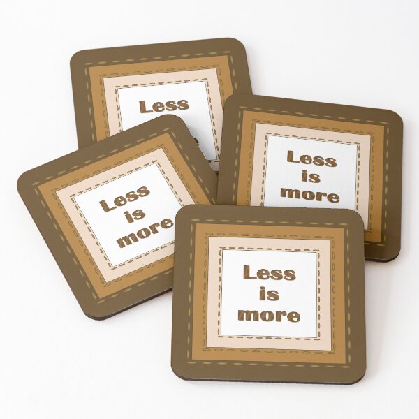 Item preview, The inscription "Less is more" in simulated textile frames of brown color shades designed and sold by Cherevan.