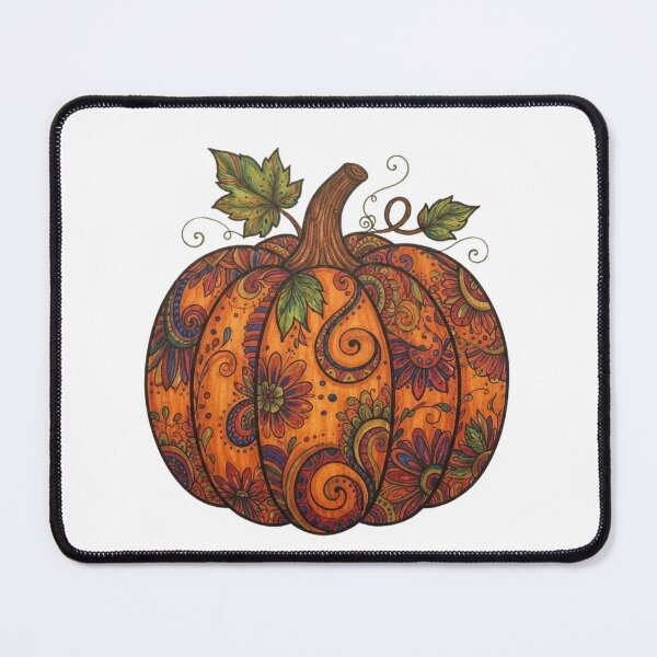 Item preview, Halloween Pumpkin Line Art with Vibrant Boho Floral Patterns designed and sold by BS Creations.