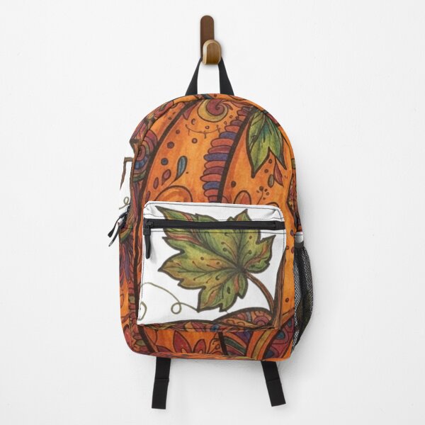 Item preview, Halloween Pumpkin Line Art with Vibrant Boho Floral Patterns designed and sold by BS Creations.