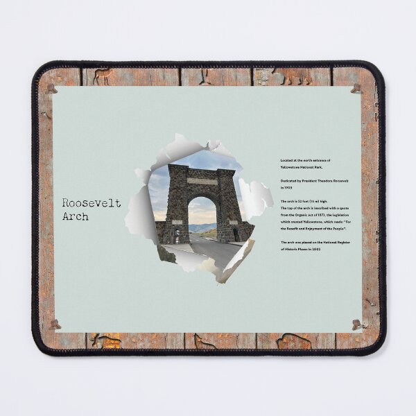Item preview, Roosevelt Arch Yellowstone Torn Paper Infographic designed and sold by SmyrnaBuffalo.