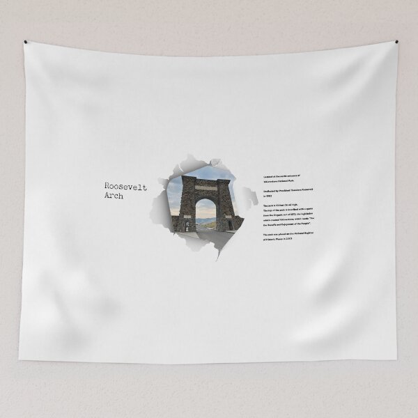 Item preview, Roosevelt Arch Yellowstone Torn Paper Infographic designed and sold by SmyrnaBuffalo.