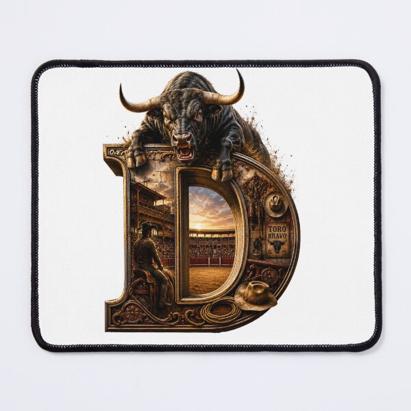 Item preview, Fierce Black Bull Letter D Toro Bravo Western Art  designed and sold by LC&LCPlatform.
