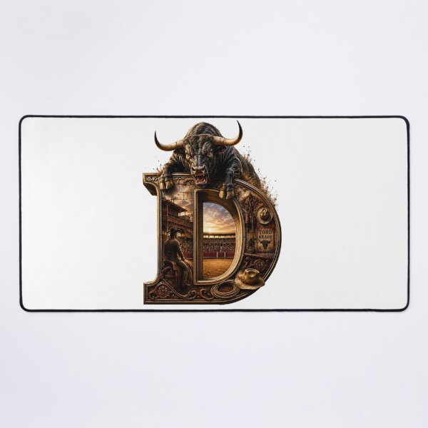 Item preview, Fierce Black Bull Letter D Toro Bravo Western Art  designed and sold by LC&LCPlatform.