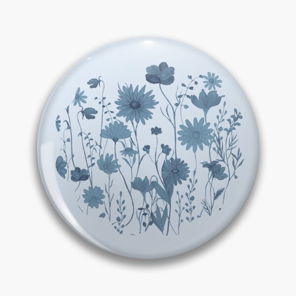 Artikelvorschau, Vintage Wildblumen (kreisförmig - zweifarbiger Denim) entworfen und verkauft von 247DesignStudio.
